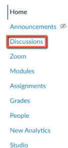 Course Navigation menu with Discussions highlighted